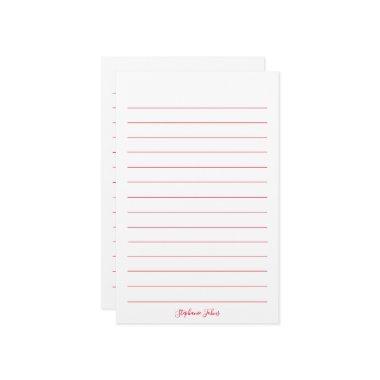 Monograms Custom Name Red Lines White Modern Stationery