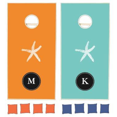 Monograms Starfish Family Beach House Fun Gift Cornhole Set