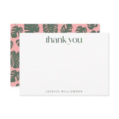 Monstera Botanical Pink Green Custom Bridal Shower Thank You Invitations