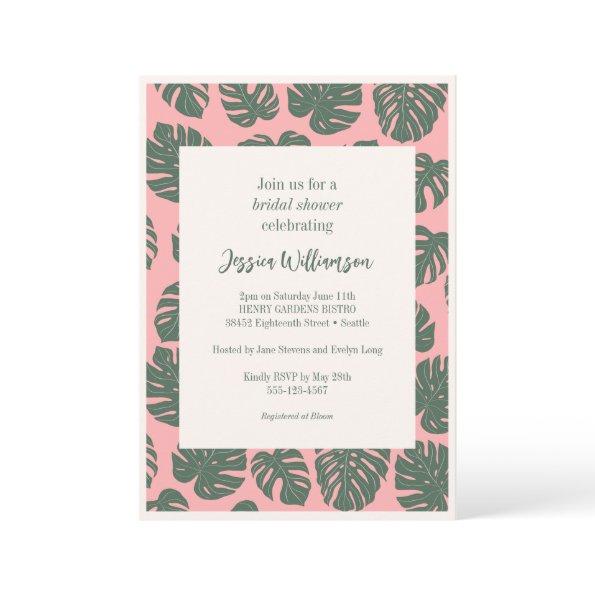 Monstera Plant Botanical Pink Green