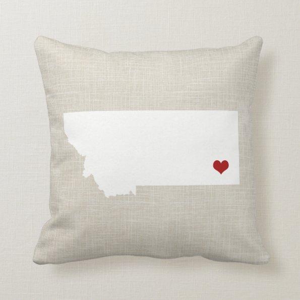 Montana State Pillow Faux Linen Personalized