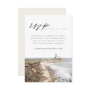 MONTAUK New York Watercolor Lighthouse RSVP Card