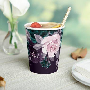 Moody Boho | Dark Eggplant Purple and Teal Garland Paper Cups