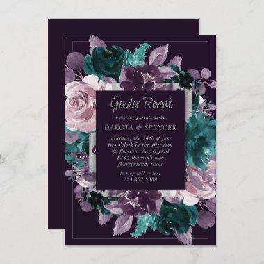 Moody Boho | Dark Eggplant Purple Floral Shower Invitations