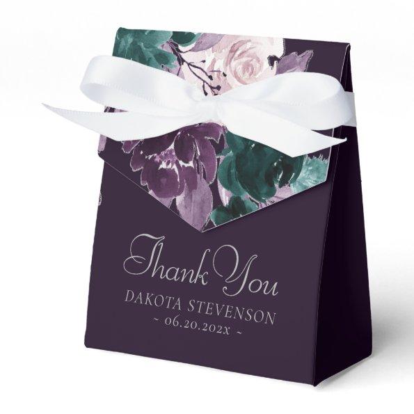 Moody Boho | Dark Plum Purple and Teal Thank You Favor Boxes