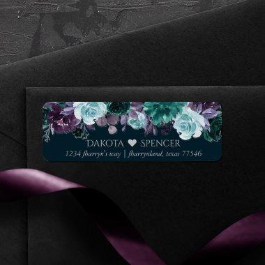 Moody Boho | Deep Teal and Purple Garland Address Label