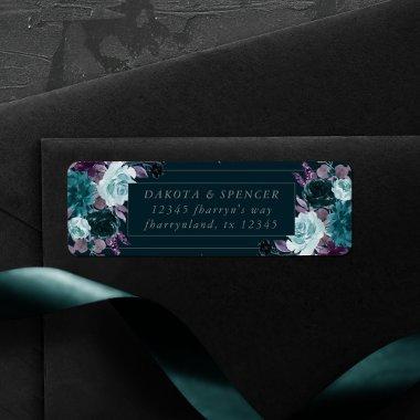 Moody Boho | Deep Teal Bouquet Frame Address Label