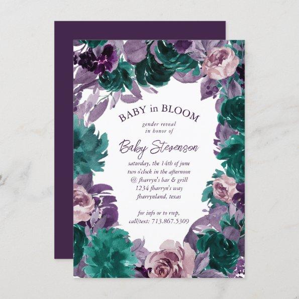 Moody Boho | Eggplant Purple Baby in Bloom Shower Invitations
