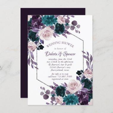 Moody Boho | Eggplant Purple Floral Bridal Shower Invitations