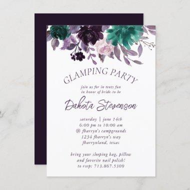 Moody Boho | Eggplant Purple Floral Glamping Party Invitations