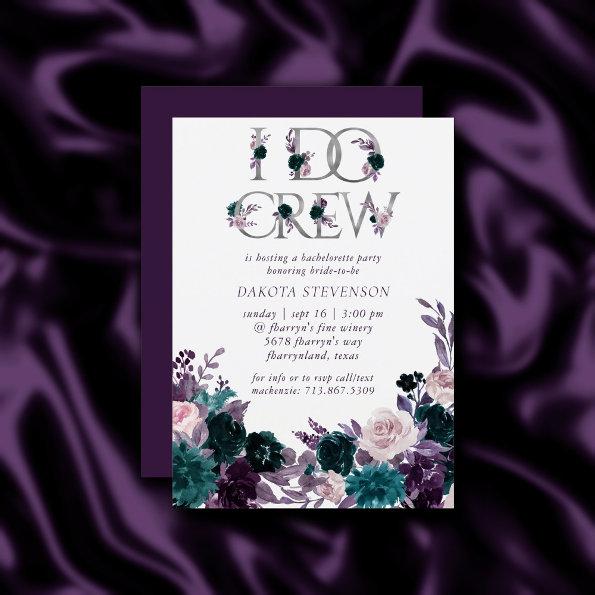 Moody Boho | Purple Floral I Do Crew Bridal Shower Invitations