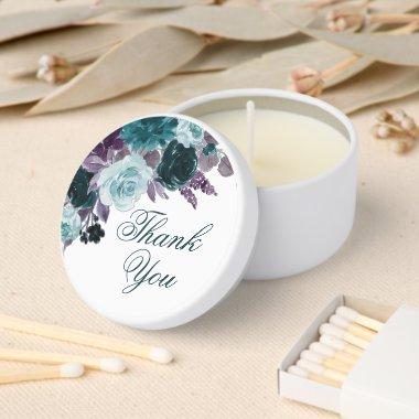 Moody Boho | Teal and Turquoise Floral Thank You Mini Candle Favors