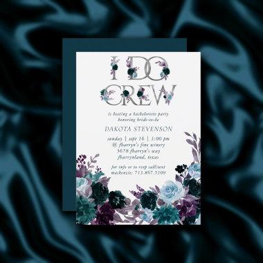 Moody Boho | Teal Floral I Do Crew Bridal Shower Invitations