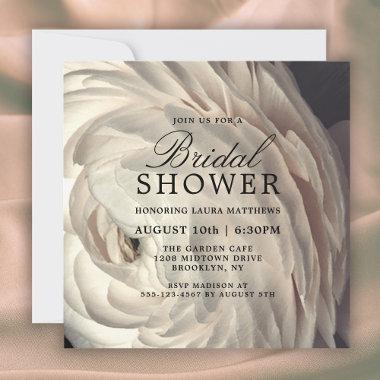 Moody Charm White Floral Bridal Shower Invitations