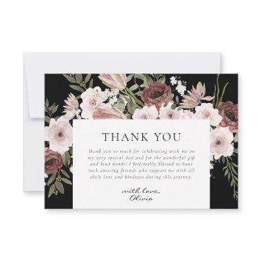 Moody Dusty Rose Floral  Thank You