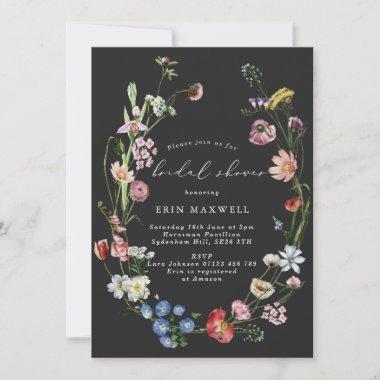 Moody Dutch Floral Wreath Bridal Shower Invitations