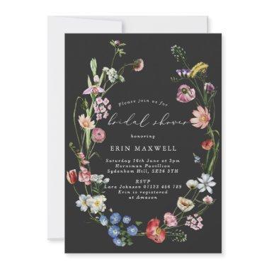 Moody Dutch Floral Wreath Bridal Shower Invitations