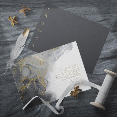 Moody Ink Charcoal Gold Bridal Shower ID988