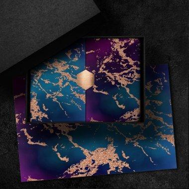 Moody Luxe Marble | Deep Purple and Teal Rose Gold Tissue Paper
