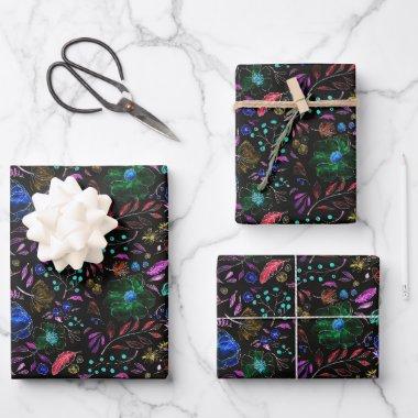 Moody Modern Winter Botanical Christmas Floral Wrapping Paper Sheets