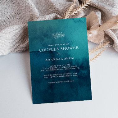 Moody Ocean Watercolor Couples Shower Invitations