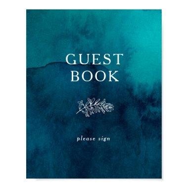 Moody Ocean Watercolor Guest Book Sign