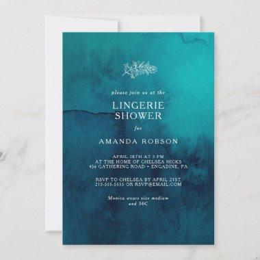 Moody Ocean Watercolor test Lingerie Shower Invitations