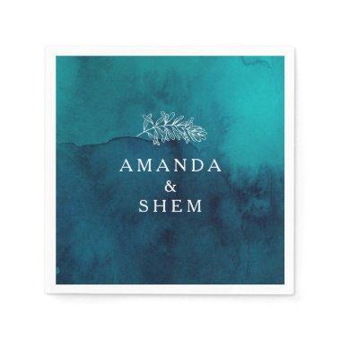 Moody Ocean Watercolor Wedding Napkins
