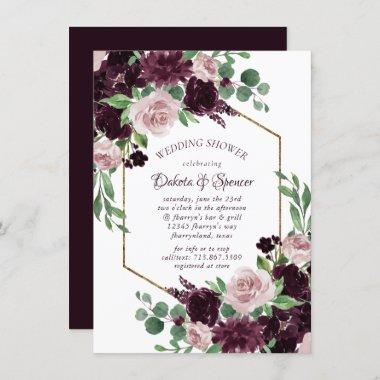 Moody Passion | Dramatic Purple Floral Shower Invitations