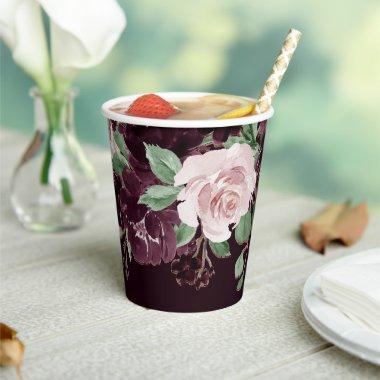 Moody Passion | Dramatic Purple Wine Rose Garland Paper Cups