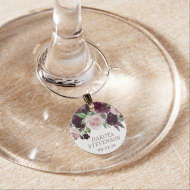 Moody Passion | Dramatic Purple Wine Roses Custom Wine Charm