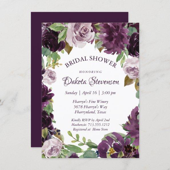Moody Passion | Dramatic Purple Wreath Shower Invitations
