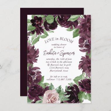 Moody Passions | Dramatic Purple Wine Rose Wreath Invitations