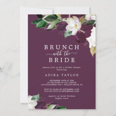 Moody Plum Brunch with the Bride Bridal Shower Invitations