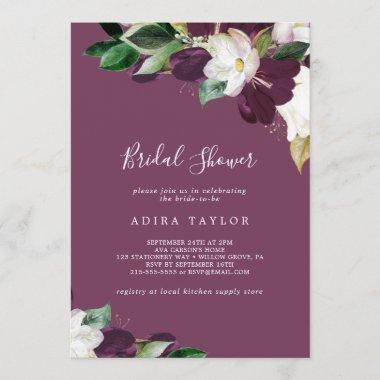 Moody Purple Blooms | Berry Bridal Shower Invitations