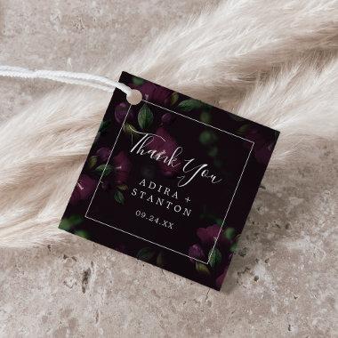 Moody Purple Blooms | Black Pattern Thank You Favor Tags