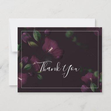 Moody Purple Blooms Pattern Thank You Invitations