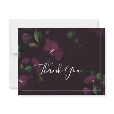 Moody Purple Blooms Pattern Thank You Invitations