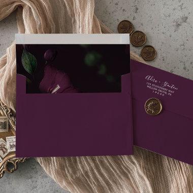 Moody Purple Blooms | Plum Purple Pattern Wedding Envelope