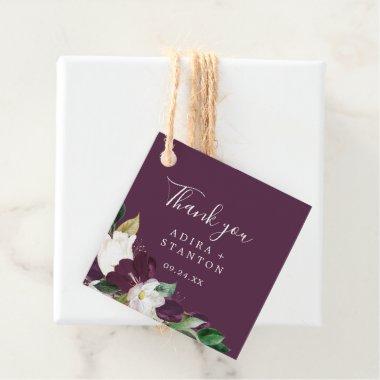 Moody Purple Blooms | Plum Thank You Favor Tags