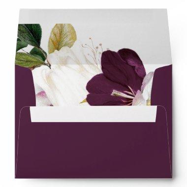 Moody Purple Blooms | Plum Wedding Invitations Envelope