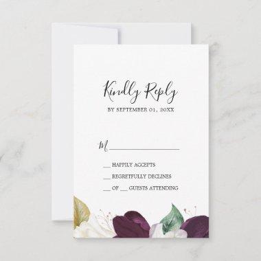 Moody Purple Blooms Simple RSVP Card