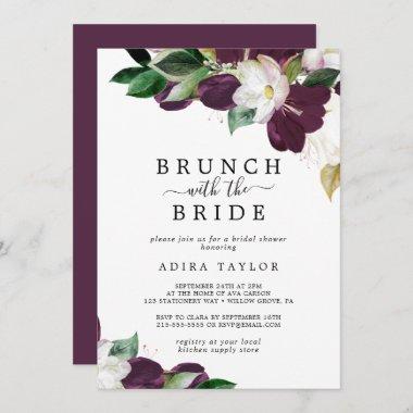 Moody Purple Brunch with the Bride Bridal Shower Invitations