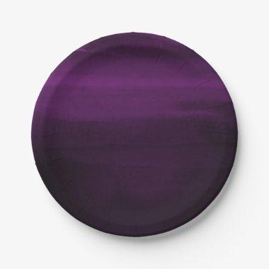 Moody Purple Plum Modern Watercolor Chic Elegant Paper Plates
