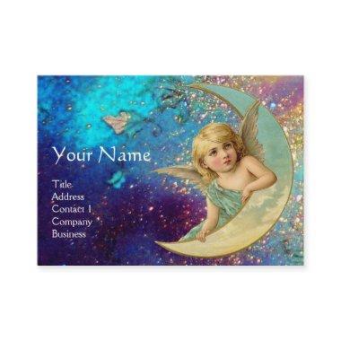 MOON ANGEL IN BLUE GOLD YELLOW SPARKLES BUSINESS