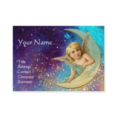 MOON ANGEL IN BLUE GOLD YELLOW SPARKLES MONOGRAM BUSINESS