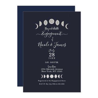 Moon Phases Blue Astrology Celestial Engagement I Invitations