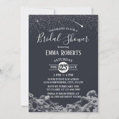 Moon & Stars Night Elegant Bridal Shower Invitations