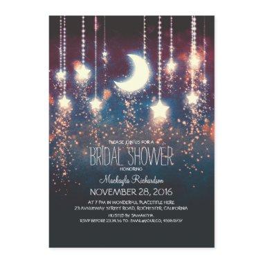 Moon Stars & String Lights Bridal Shower Invitations