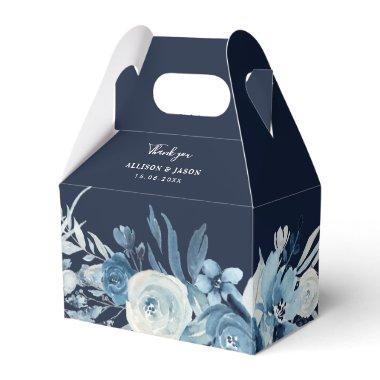 moonlight blue watercolor floral wedding favor box